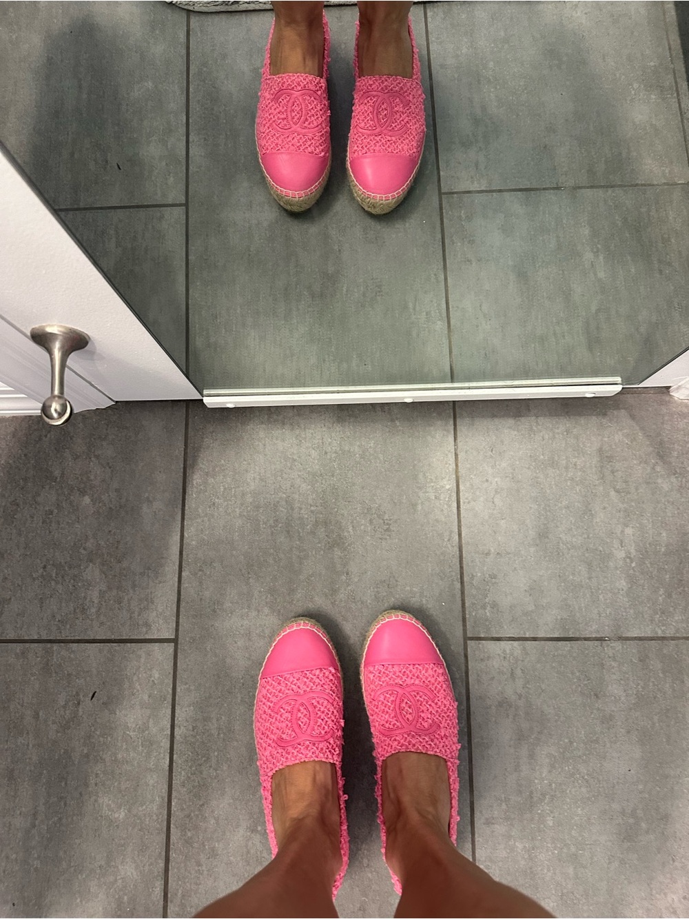 NWT Chanel Pink 2024 Interlocking CC Logo Espadrilles